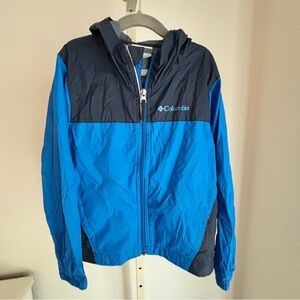 Columbia Kids Nylon Hooded Windbreaker Zip Front Jacket in Blue, Size XS (6/7)